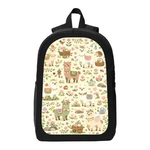 Cute Alpaca Print Pattern Backpack Lightweight Casual Backpack with Zip Closure Adjustable Straps, Applicable to for Women and Men