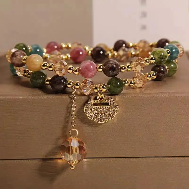Unisex Double-Strand Stacked Crystal Bracelet - Fine Adult Costume Jewelry, Inspirational Beaded Lucky Money Attraction Piece with Positivity, Versatile for Any Occasion Unisex Double-Strand Stacked Crystal Bracelet - Fine Adult Costume Jewelry, Inspirational Beaded Lucky Money Attraction Piece with Positivity, Versatile for Any Occasion