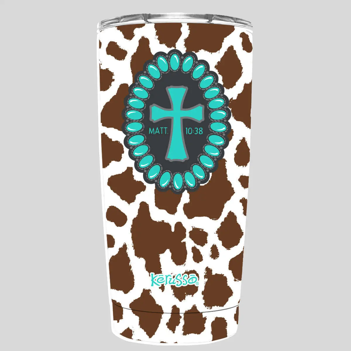 Kerusso 20oz Stainless Steel Tumbler - Cowhide Print, Slide Lid, Stylish Reminder to Point to Jesus