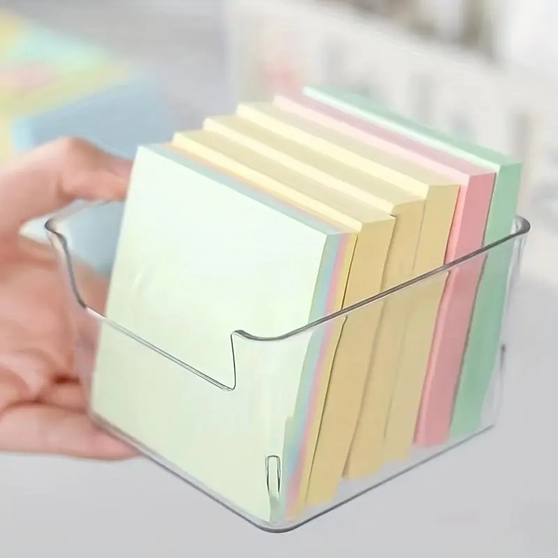 Transparent Sticky Notes Holder, 2 Counts Durable Plastic Sticky Note Storage Box, Compact for Home & Office, Office Essentials, Desk Accessories, Office Accessory