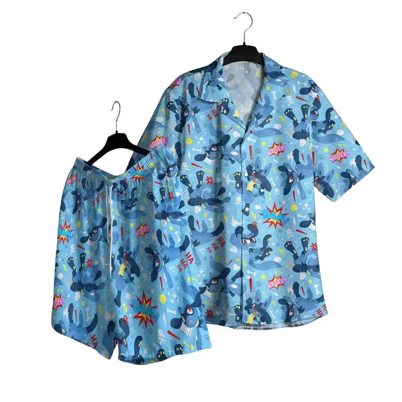Lucario PKM Hawaiian Shirt - Anime Inspired Design - Game Summer Vacation Shirt Gift for Fans - A wonderful gift for all ages in your family this summer.