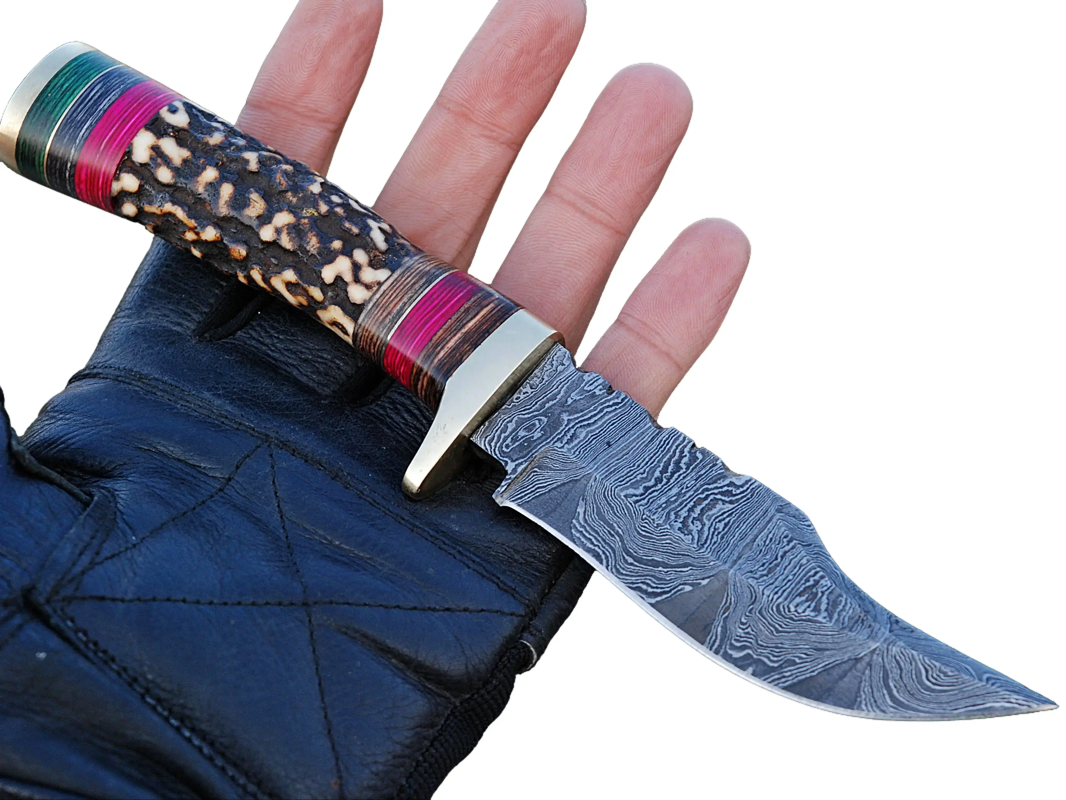 Custom Handcrafted Damascus Steel Fixed Blade Skinner Knife Outdoor Knife With Free leather Sheath