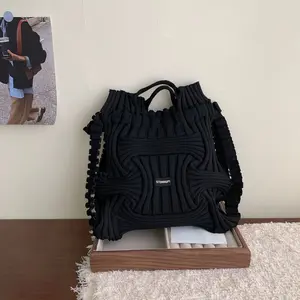 Fashionable Pleated Handbag Casual Style Personalized  Tote Bag Minimalist   Backpack for Vacations Casual Outings,Drawstring Design