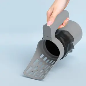 All-In-One Cat Litter Scoop, Plastic Cat Sand Shovel with Trash Bag, Home Use Cat Toilet Waste Bin, Professional Pooper Scooper Tool