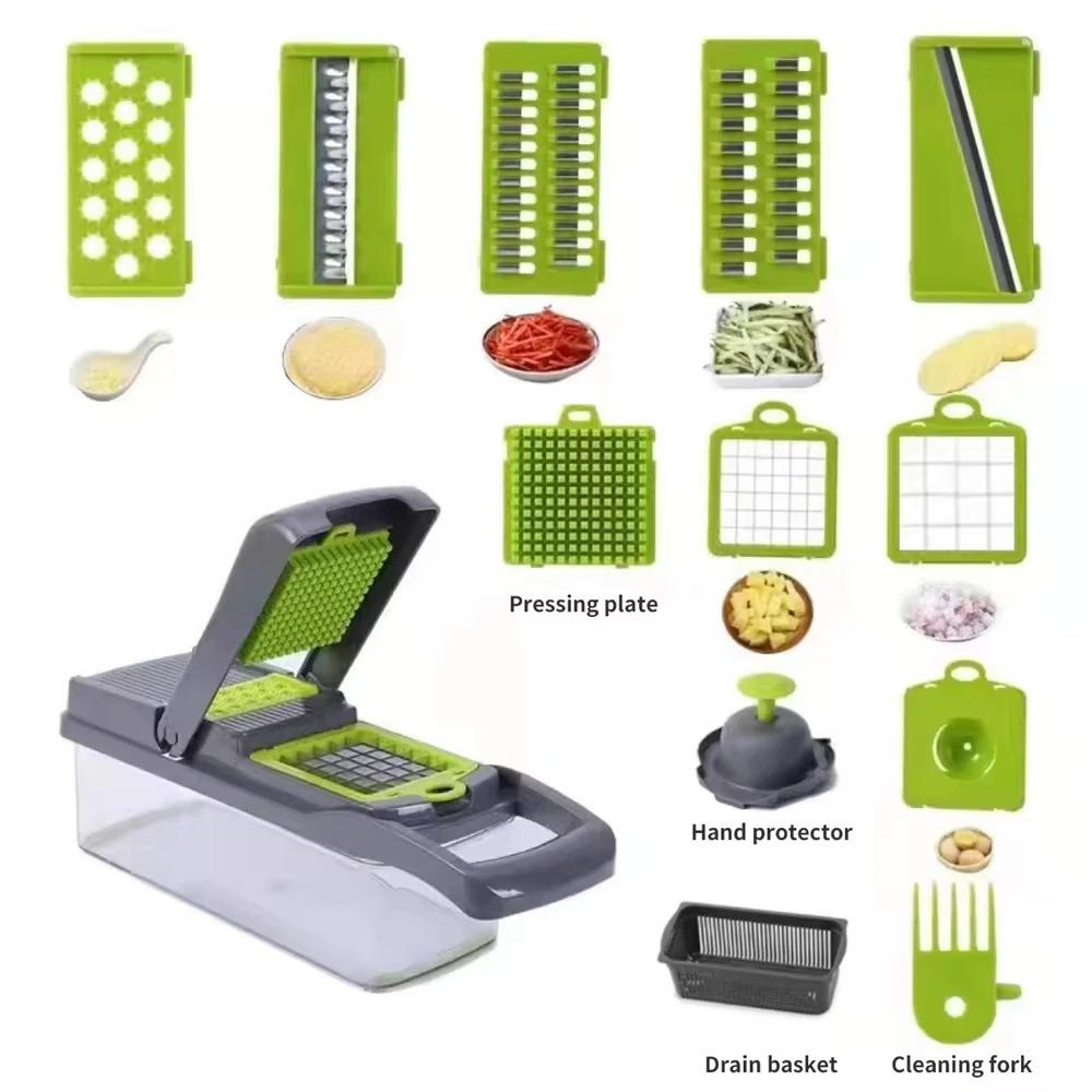16 in 1 Multifunctional Vegetable Chopper Handle Food Grater Egg Liquid Separator Peeler Vegetable Slicer Dicer Kitchen Cutter
