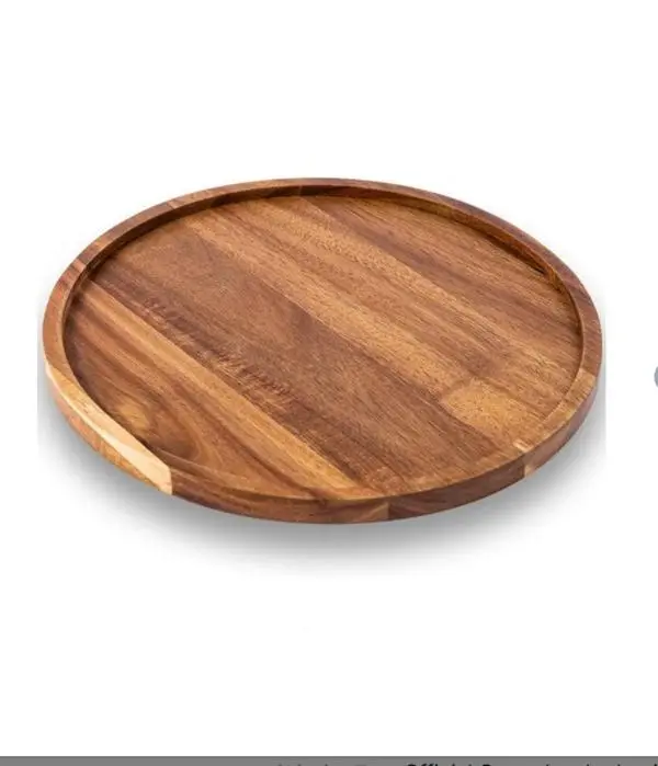 11.5 Inches Candle Holder Tray Home Decor, Round Wood Tray for Coffee Table, Small Wooden Serving Decorative Trays for Home