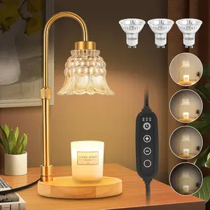 Candle Warmer Lamp with Timer & Dimmer, Adjustable Height Electric Candle Warmer with 3 Bulbs,Compatible with  Size Scented Candles, Wax Melt Warmer for Bedroom, Decor House Warming Gifts