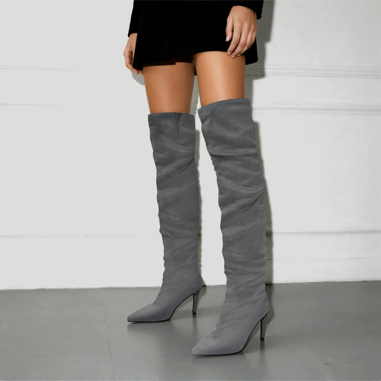 Women's Slouchy Over The Knee Boots Thigh High Boots Solid Color 3.93-inch  Stiletto High Heels