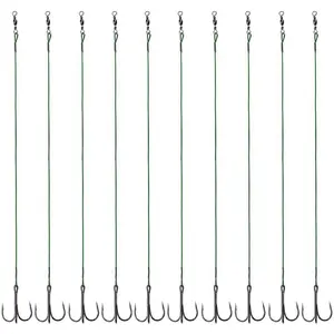 5-10pcs Fishing Treble Hook with Leader Nylon Coated Fishing Wire Leader with Swivel 3/0 2/0 1/0 1# 2# 4# 6#
