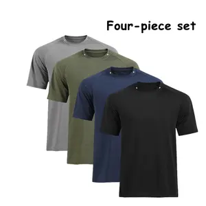 Men’s Summer Quick-Dry Sports T-Shirt Set (4 Pieces), Ice Silk Mesh Breathable Short-Sleeve Tops for Fitness and Running