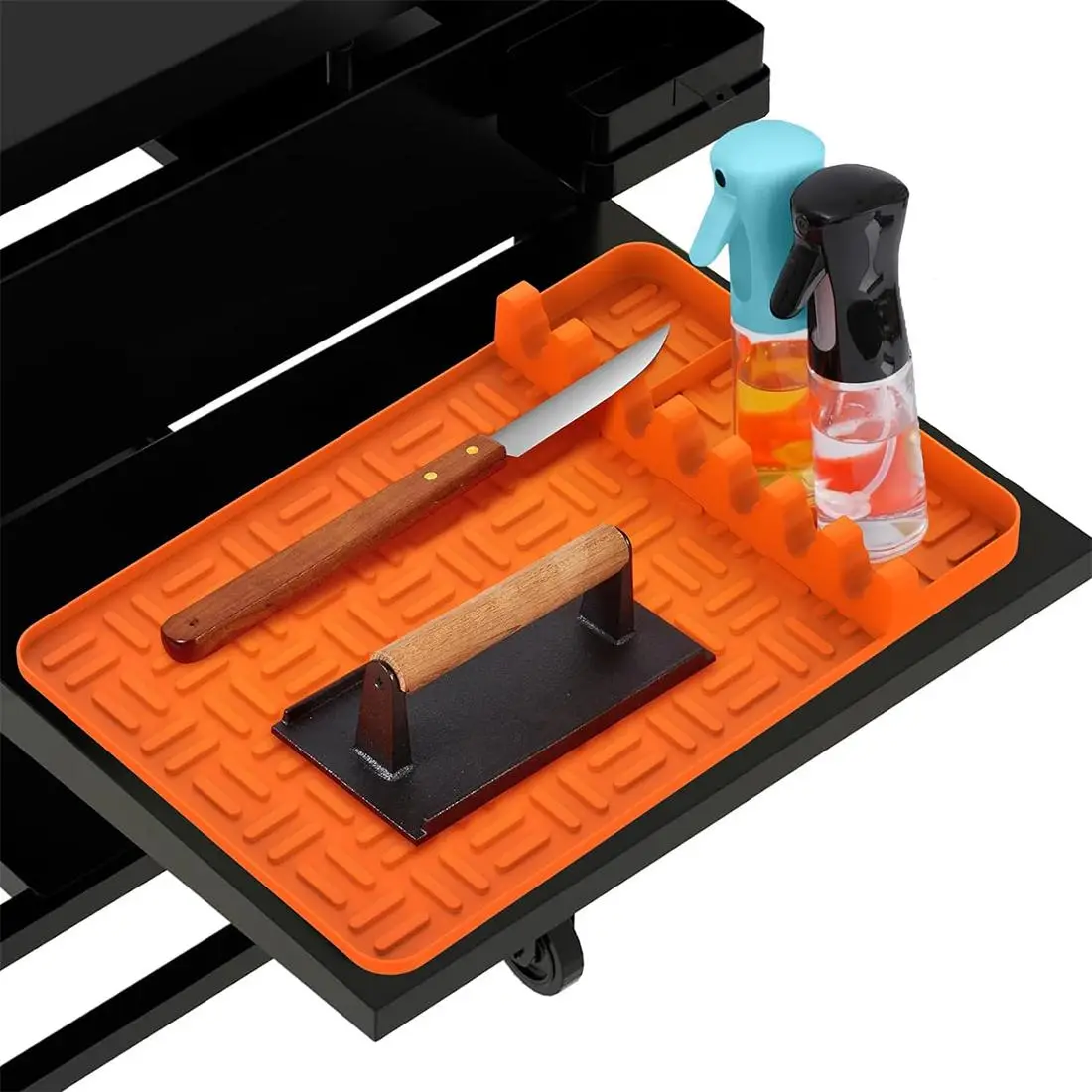 Silicone Griddle Tools Mat (without Tools), 1 Count Grill Mat, Side Shelf Mat for Blackstone Food Grade Grill, 2024 Outdoor BBQ Caddy Utensils Holder,