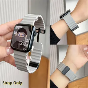 Magnetic Buckle Silicone Breathable Sport Strap Wristband, Smartwatch Strap, for Apple Watch Ultra 1-3 49mm Compatible Models iwatch Series 1-11 SE 1/2/3 46mm 45mm 44mm 42mm 41mm 40mm 38mm Smart Watch Accessories