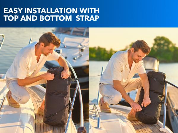 Boat Trash Can, 100% Odor & Leak Resistant, Portable, Reusable, 10-13 Gal Garbage Bag Snaps Inside, Easy to Install & Clean, Fishing, Sandbar, Kayak, Pontoon Boat Accessories Black