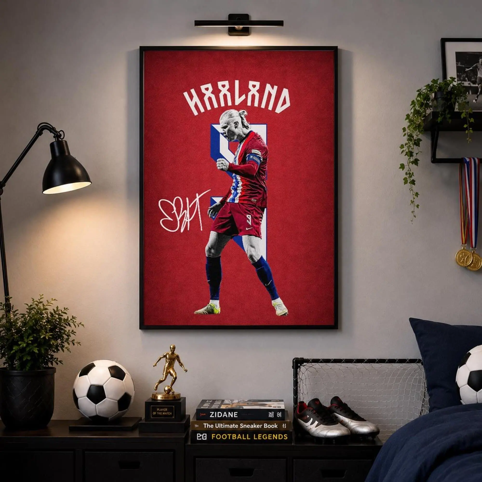 Erling Haaland Poster, Haaland Fan Gift, Haaland Norway Poster, Football Decor, Boys Soccer Room Poster( Unframed - Print Only )