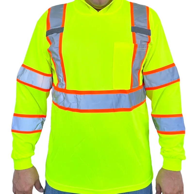 Hoodie Yellow High Visibility Safety Shirt With Reflective Stripes