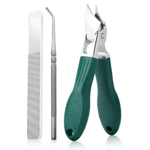 3-Piece Green Eagle Beak Nail Clipper Set -Large Opening,Anti-Splash Beveled Clippers forThick & Hard Nails Heavy-Duty Manicure Toolsfor Home Use, Nail Care
