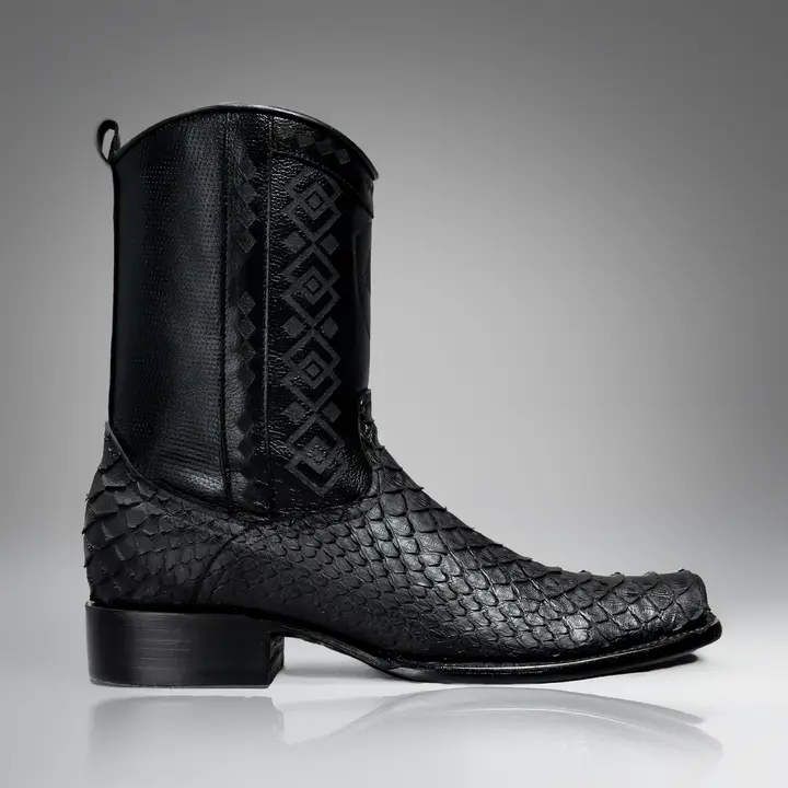 Men's Leather Zipper Cowboy Boots, Stylish Ankle Footwear, Premium Men's Shoe