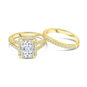 The Evelyn - Gold | 18k Gold Plated Durable Radiant Cut Travel Ring Set | 925 Sterling Silver Everyday Jewelry