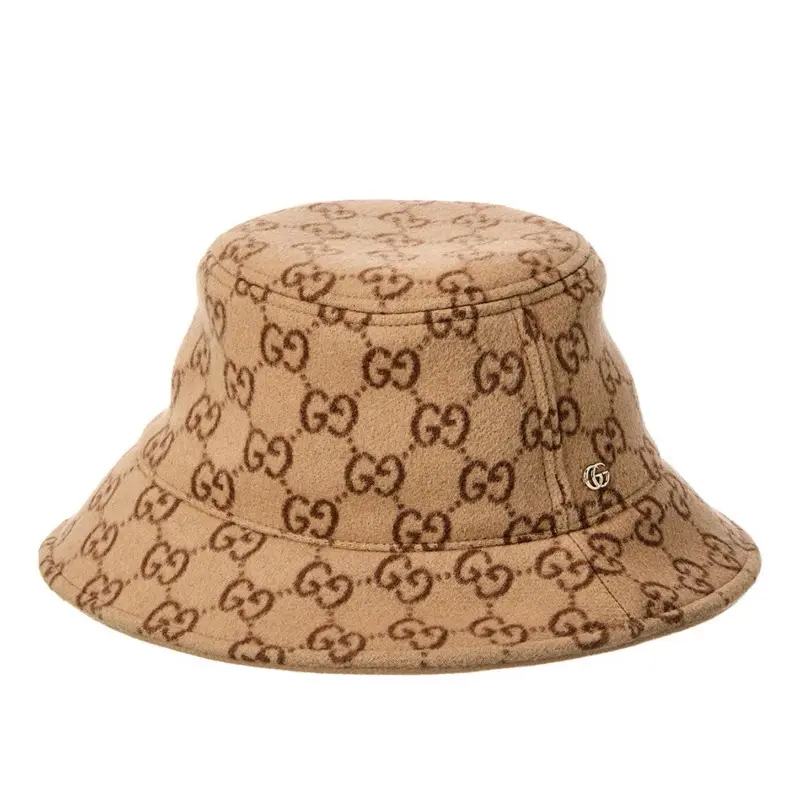 Pre-owned Gucci Wool Monogram Bucket Hat Size XL