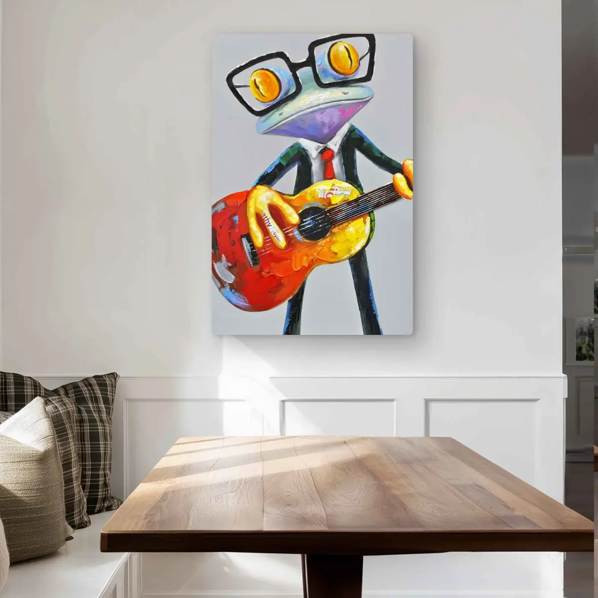 212 MAIN 24x36 in. Aluminium Funny Frog Playing Guitar Wall Art - Lightweight Contemporary Vibrant Decorative Metal Print, Statement Nature-Inspired Artwork, Thoughtful Modern Home Decoration Gift