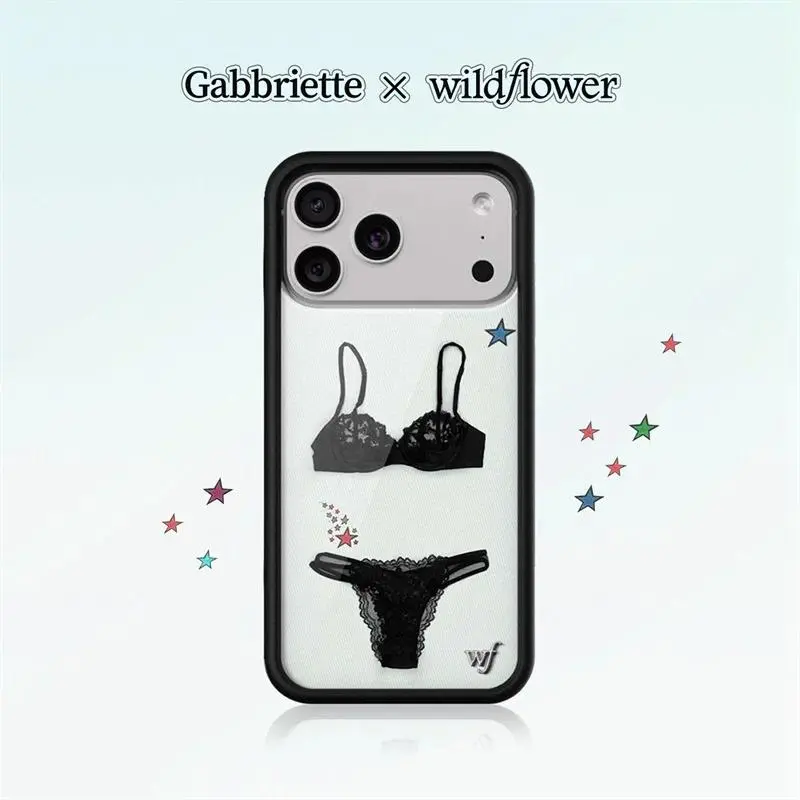 Wildflower Gabbriette Cellphone Case for iPhone 17/16/15/14/13/12 Pro Max, WF Star Fashion Black Pattern, Shockproof Tough Artistic Cat Back Cover, Cellphone Protection Accessory