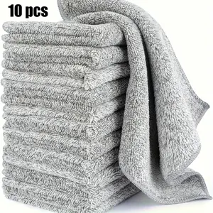10 pieces of super absorbent quick-drying ultra-fine fiber cleaning cloths - thick bamboo charcoal fiber towels, suitable for cars and kitchens, oil-resistant, washable and reusable, 150gsm, suitable for kitchen and car care, kitchen towels |   Efficient