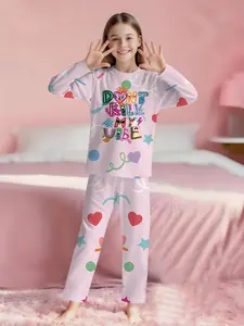 Foundation LABUBU Graffiti Childlike Fun Set - Girls' Digital Printed Long-sleeve Pajamas with Extended Sleep Pants, made of flame-retardant fabric. A stylish, trendy, casual, comfortable and soft pajama set, suitable for sleeping and home leisure. 100%