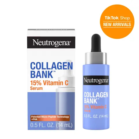 Neutrogena Collagen Bank 15% Vitamin C Glow Serum 0.5 Fl Oz - Luxury-inspired & Non-irritating Serum for Glowing Skin & Reducing Dark Spots
