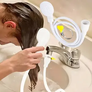 Extra Long 51.2in Flexible Handheld Shower | Secure Yellow Clamp Faucet Sprayer for Deep Cleaning | Durable Portable Sink Attachment- Portable Faucet Attachment for Pet, Shampoo And Vegetable Washing