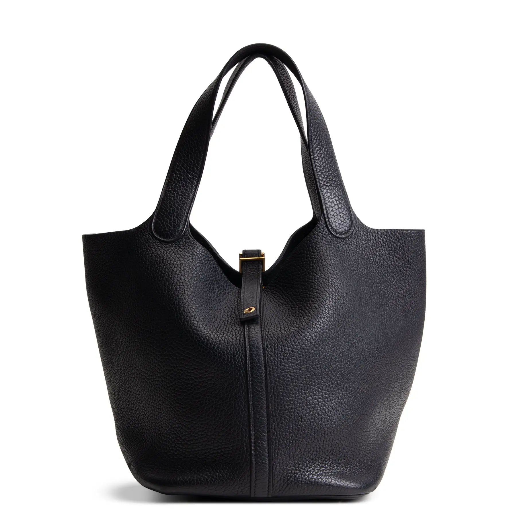 Pre-owned Hermés Clemence Leather Tote bags HERMES Clemence Picotin Lock 22 Black/ Noir