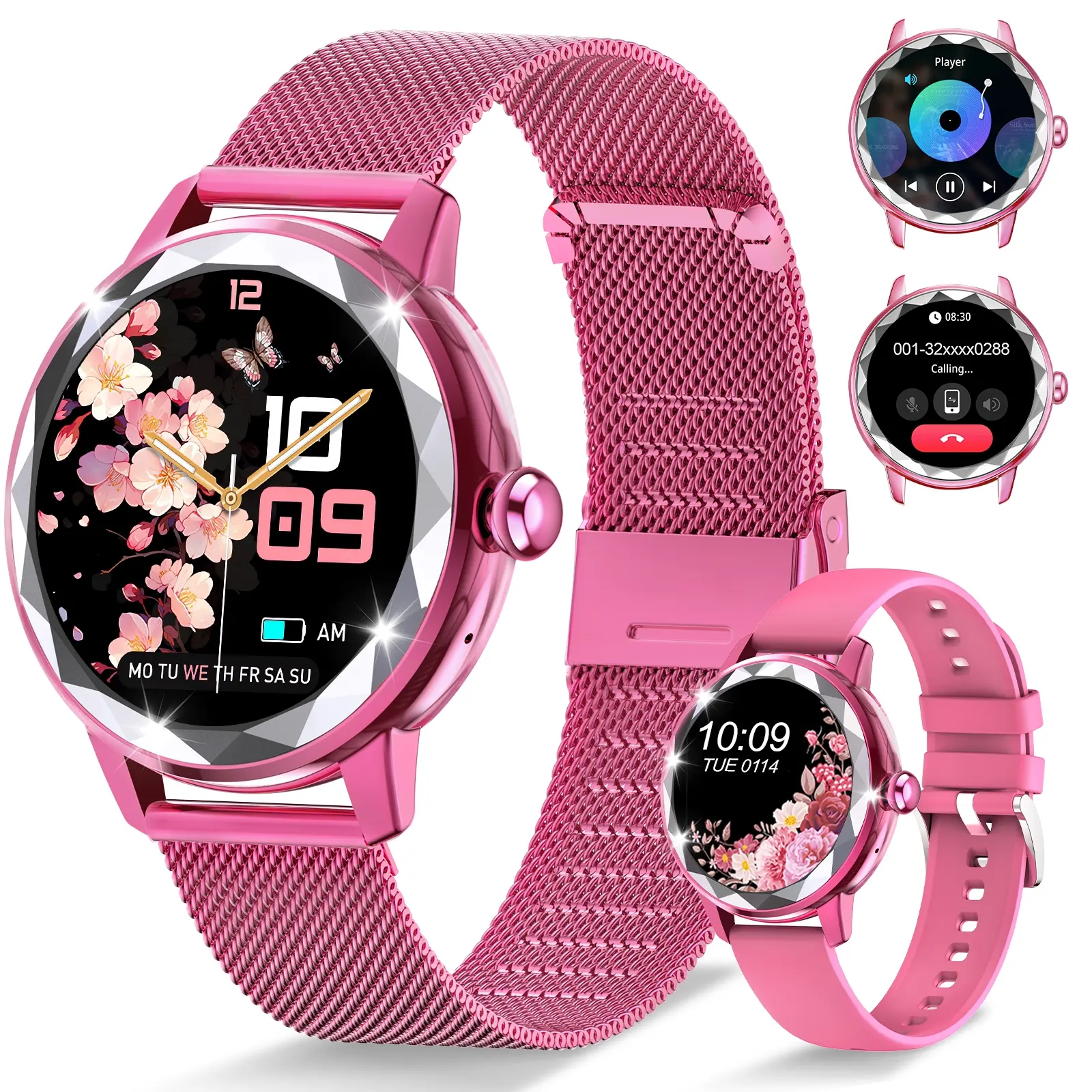 Women's multifunctional smart watch, Android Smartwatch, Multifunctional smartwatches, with wireless call and message reminder, weather forecast, female function, 100+ sports mode, calorie tracker, for iPhone and Android, gift for wife