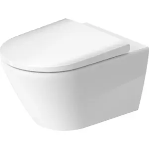 212 MAIN Duravit D-Neo Wall-Mounted Toilet - White, Wall Mount Bathroom Fixture for Home Improvement Needs, Modern, Water-Saving