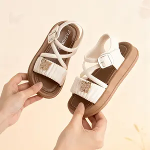 New 2025 Girls' Sandals with Decoration And Straps, Featuring Soft, Non-Soles Beach Wear