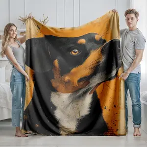 1 piece Greater Swiss Mountain Dog portrait, realistic style themed flannel blanket - Modern-style all-season flannel blanket, suitable for sofas and beds, super soft and comfortable, digital print design, 100% polyester material, machine washable