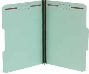 Pressboard File Folders, 2 inch Expansion Letter Size Pressboard Folders with Fasteners, Gray/Green – 25 Pack