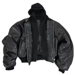 Chic Coats Cool Sexy Leather Bomber Jacket with Hoodie - Elegant Design & Comfortable Fit for Everyday Wear - Women's Fashion Tops