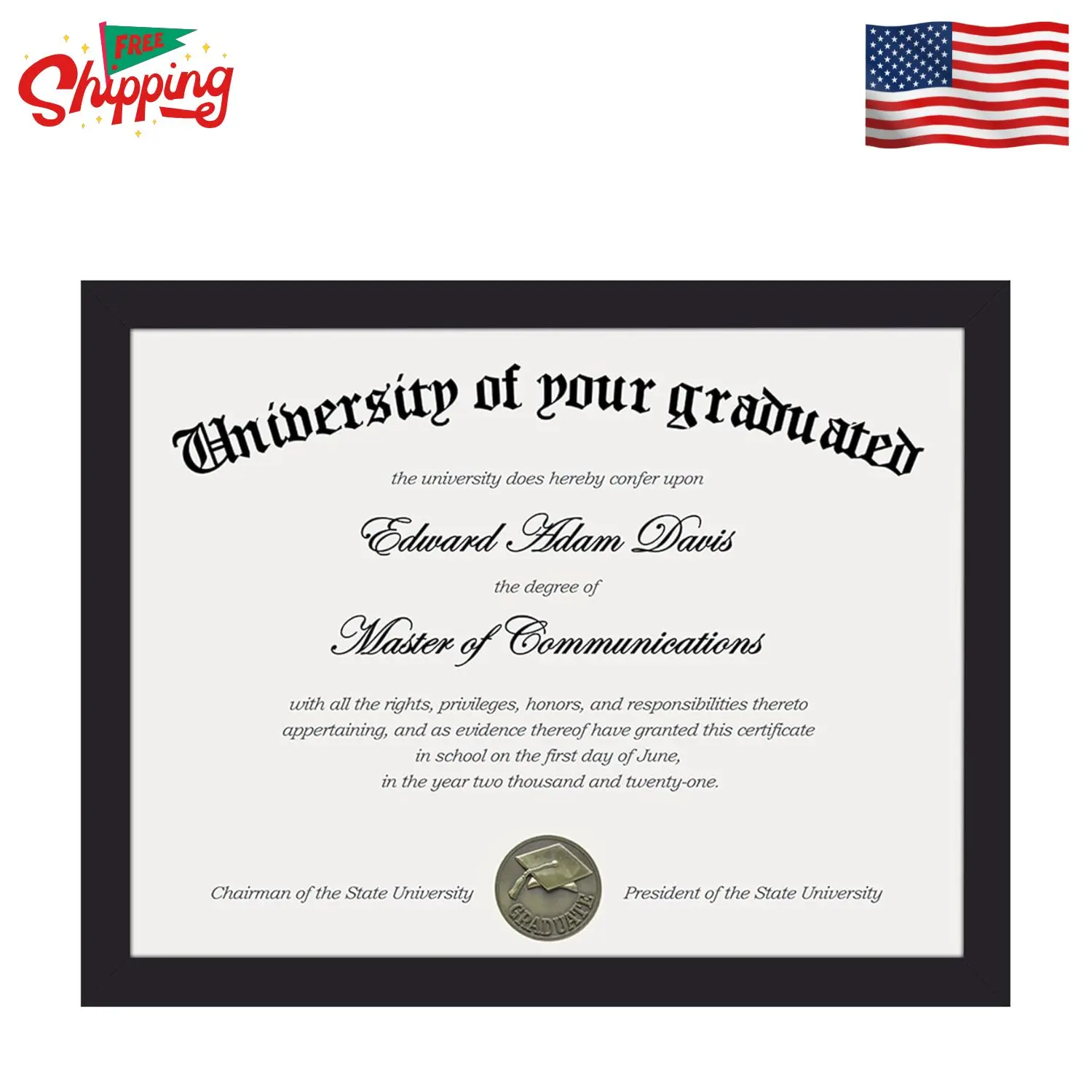 Certificate Frame, 8.5 by 11 Diploma Frames, 1 Pack, Black