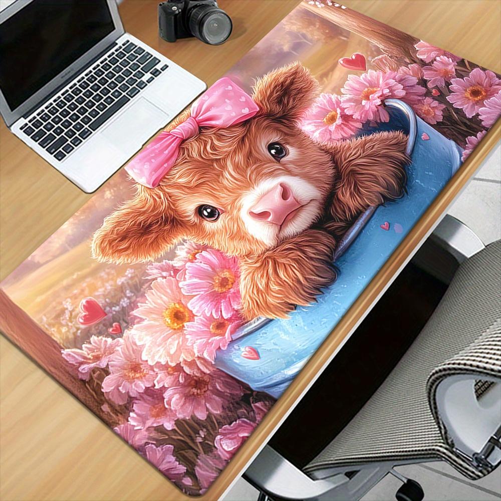 1pc Cute Scottish Highland Cow Desk with Scottish Terrier & Cow Patterns - Non-Slip Rubber Base Gaming & Office Mouse Pad Suitable for PC, Laptop, Computer, Desk - Adorable Scottish Cow Design