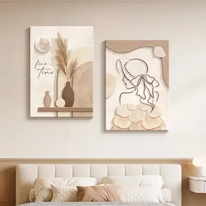 Cream Style Abstract Line Character Mural Decorative Painting Wall Art