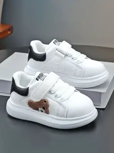 Cute Bear Sneakers, Trendy Trainers with Buckle Closure, Soft Sole Comfortable Casual Shoes for Daily Wear, Stylish Kids Footwear