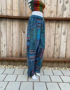 Unisex Patchwork Pants with Multi-Textured Patches, Thick Trousers, Bohemian Hippie Trousers, Free Spirited Festival Fashion
