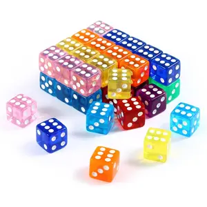 40 Pieces 16mm Colored Dice Set 6 Sided Bulk Dice for Board Game Teaching Math, 8 Translucent Colors Square Dice