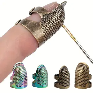 2 Piece Sewing Needle Guards, Metal Glitter Color Adjustable Finger Protectors, DIY Sewing Tools (2 Sizes S/m)