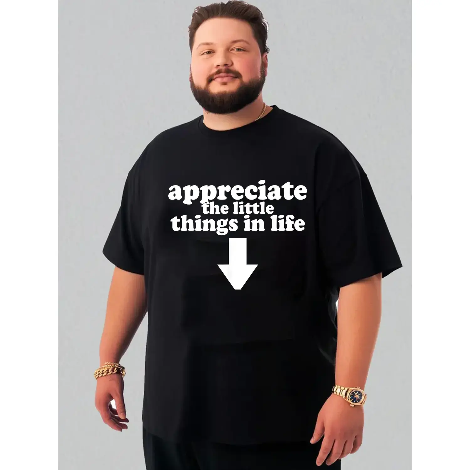Hopeful Vibes Cotton T-shirt Appreciation The Little Things In Life Arrow Graphic Tee Soft Breathable Crew Neck for Men & Women Ideal Birthday Gift for Parents Friends Text Casual