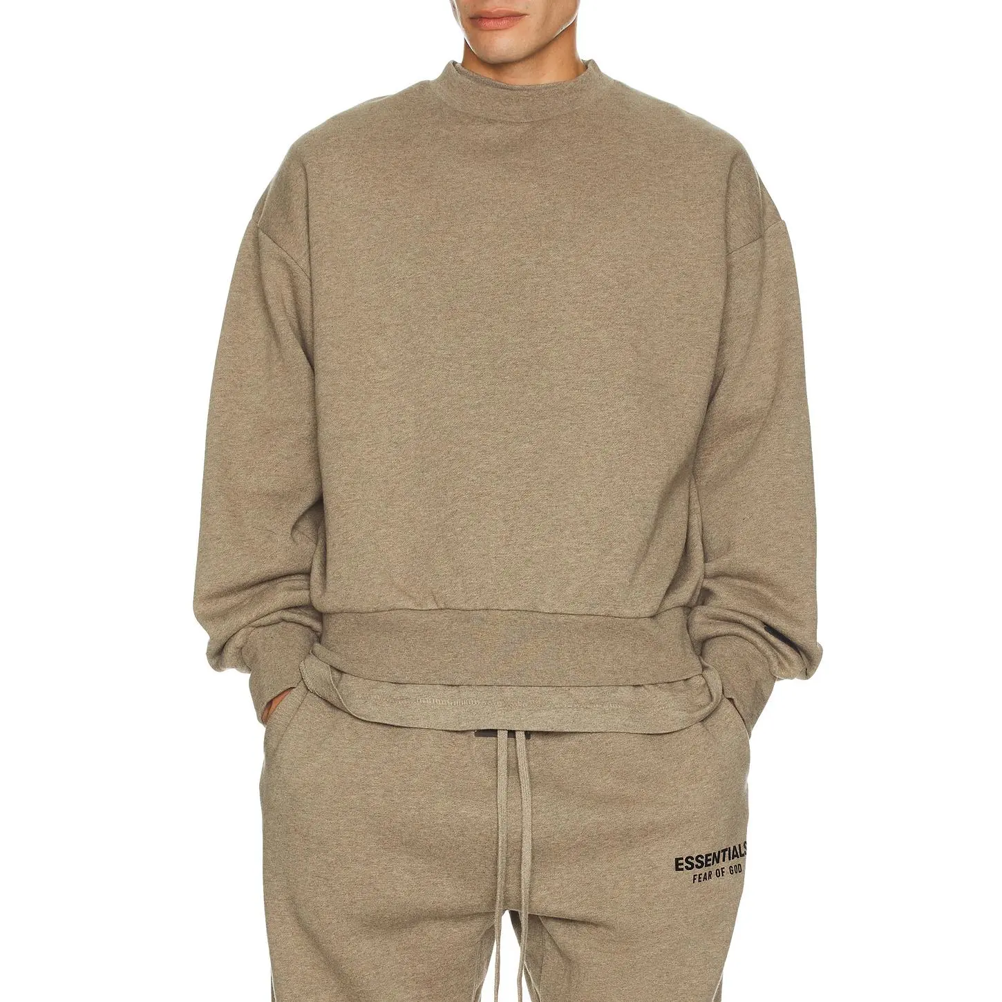 Fear of God ESSENTIALS Classic Fit Fleece Crew Neck Sweatshirt in Homestead Heather