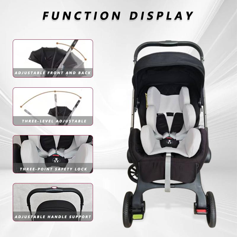 Unisex Foldable Baby Stroller - Adjustable Canopy, Reversible Forward-Facing/Parent-Facing Seat, Lightweight Metal Frame, Comfortable Polyester Fabric, Large Storage Basket, All-Terrain Wheels, Travel-Friendly