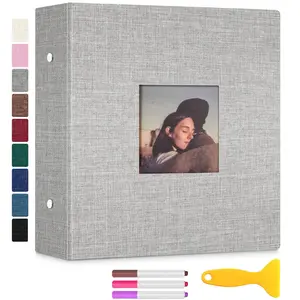 Photo Album Self Adhesive with Picture Display Window, 3-Ring Scrapbook Albums 60 Pages Holds 8x10 5x7 4x6 Photos, Photo Book Ideal Gift for Family Wedding Baby, Decor