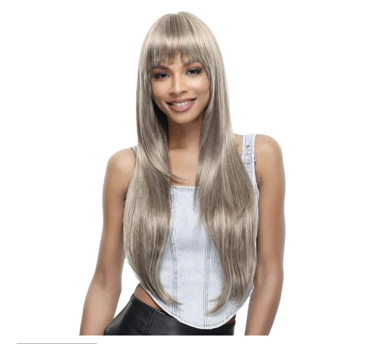Cynthia Lace Front Wig Long with Bangs Straight Hairstyle