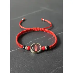 Santa Muerte Red Braided Adjustable Unisex Bracelet - Durable Cord, Comfortable Fit, Bold Color, Witchy Jewelry, Perfect Gift