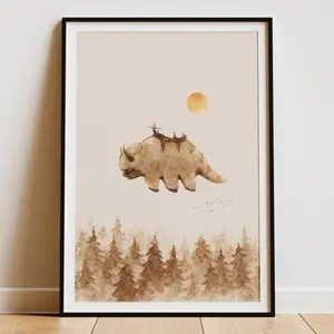 Appa Flying Bison Watercolor Print  Avatar the Last Airbender Inspired Anime Art - (Unframe)